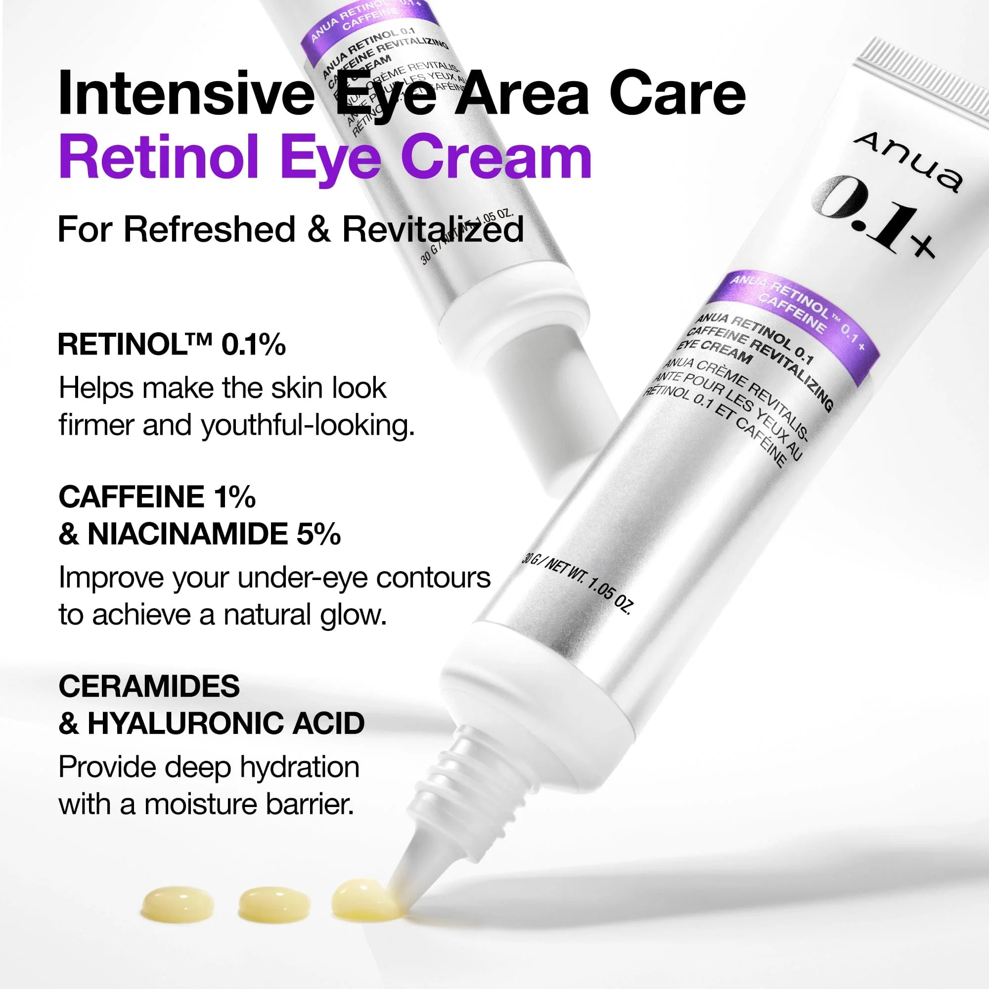 Anua - Retinol 0.1 Caffeine Revitalizing Eye Cream